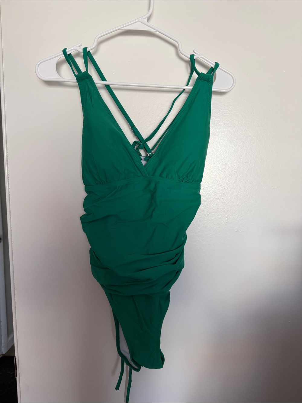 Green One-Piece Swimsuit with V-Neck